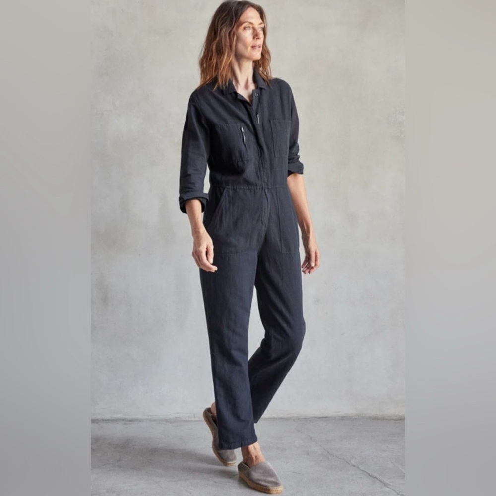 NEW Outerknown Station Coverall Jumpsuit Zippered Black Small